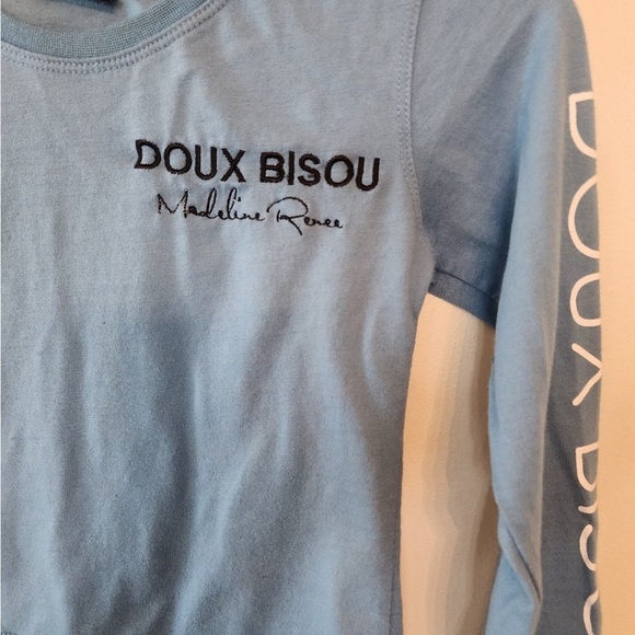 Doux bisou madeline Renee blue long sleeve crop top shirt size xs - Picture 2 of 5